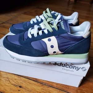 Saucony Womans Jazz Size 6 - Navy/Lime/White - Like New